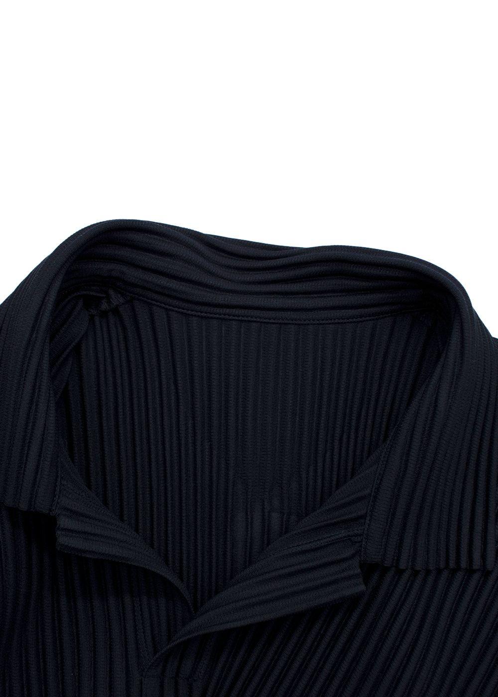 ISSEY MIYAKE Navy Pleated Polo-Shirt