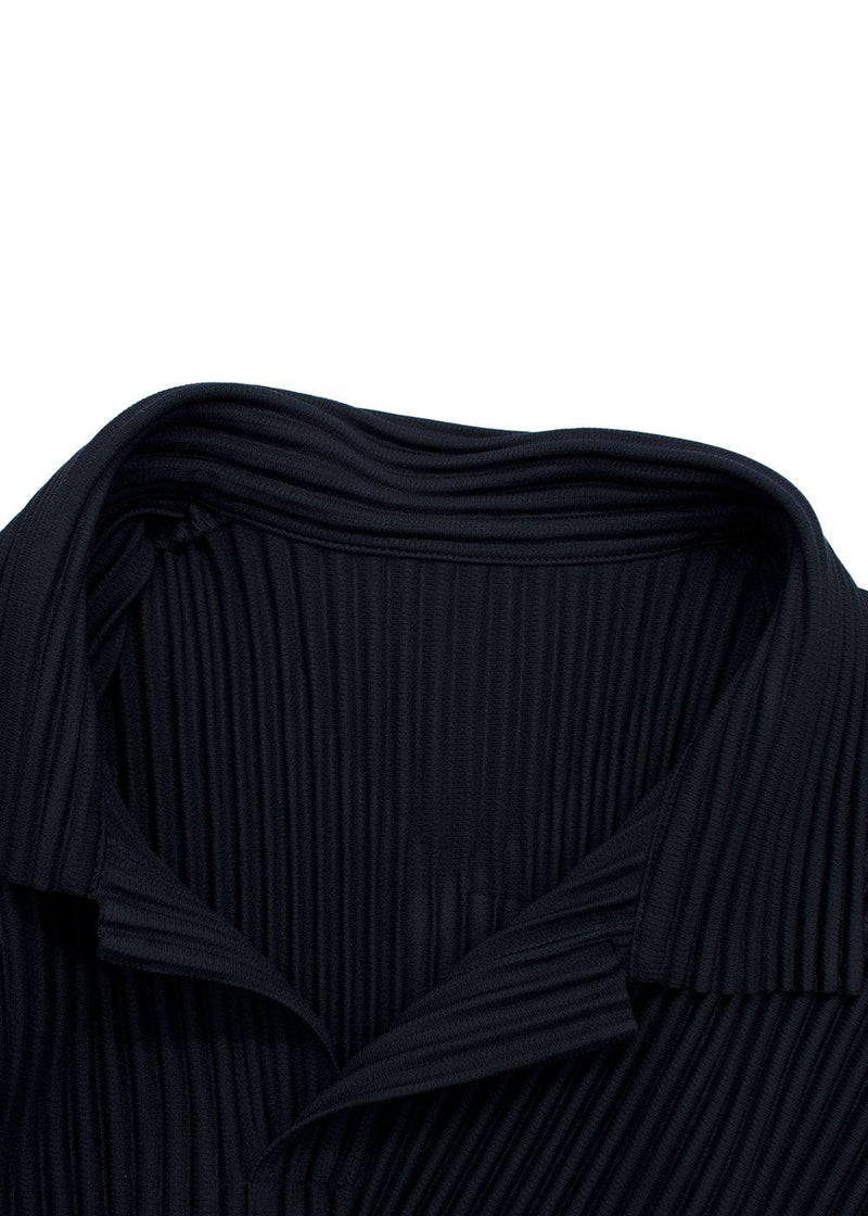 ISSEY MIYAKE Navy Pleated Polo-Shirt