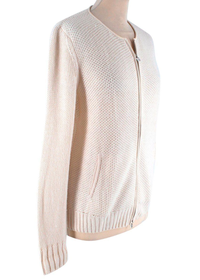 Loro Piana Ivory Knitted Cashmere Blend Zip-Up Cardigan