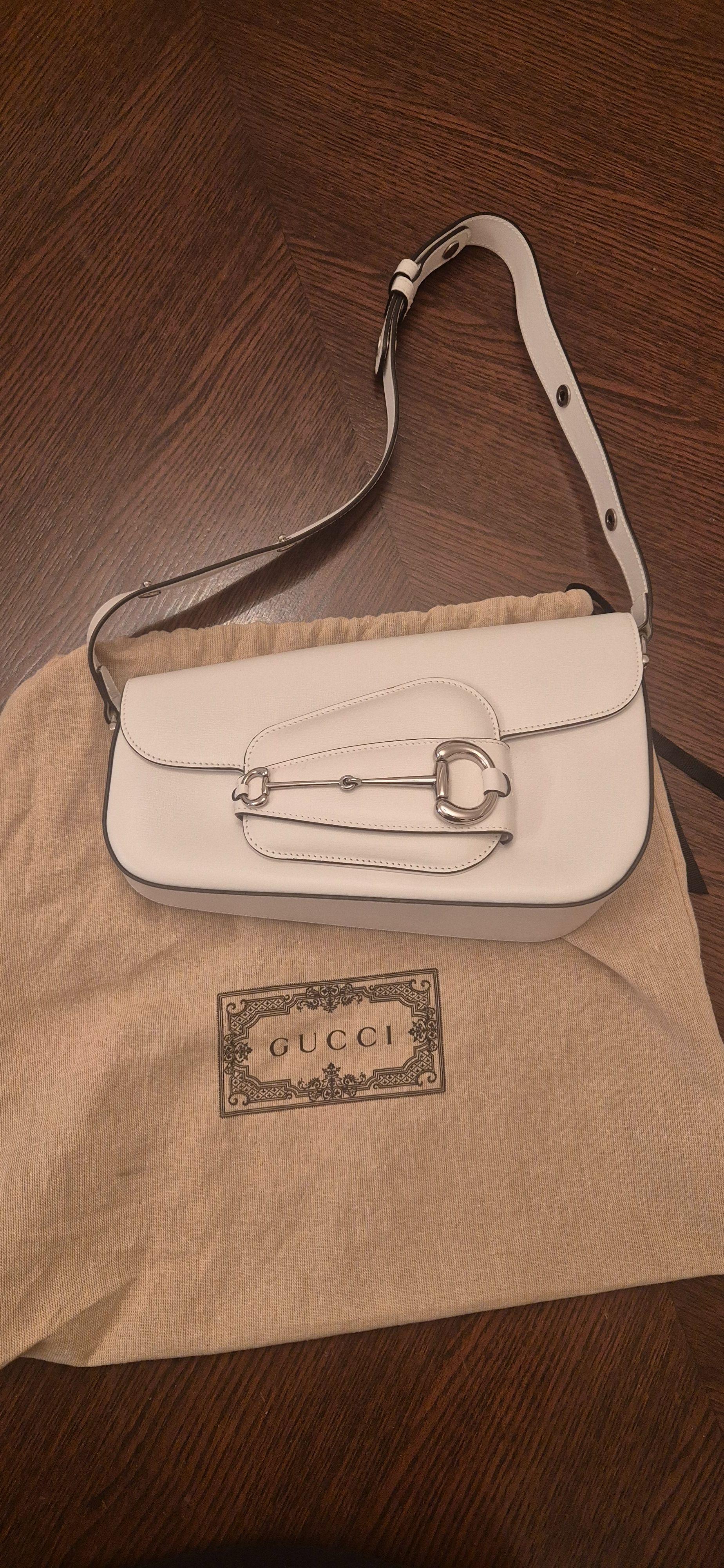 Gucci White Leather Horsebit 1955