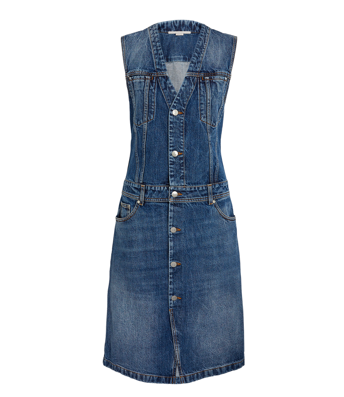 Stella McCartney Blue Paneled Denim Midi Dress