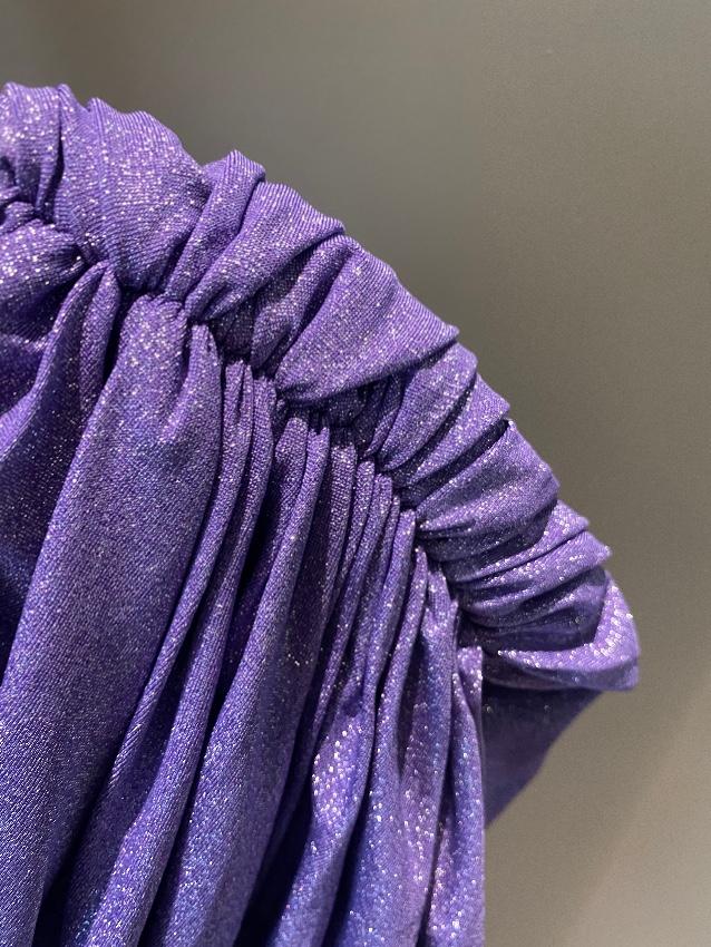 Redemption Lilac One-shoulder ruched metallic stretch-jersey dress