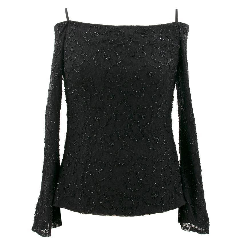 Basix Black Label Beaded Lace Top