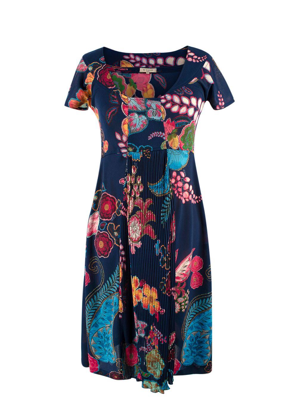 Etro Multicoloured Paisley Print Pleated Mini Dress