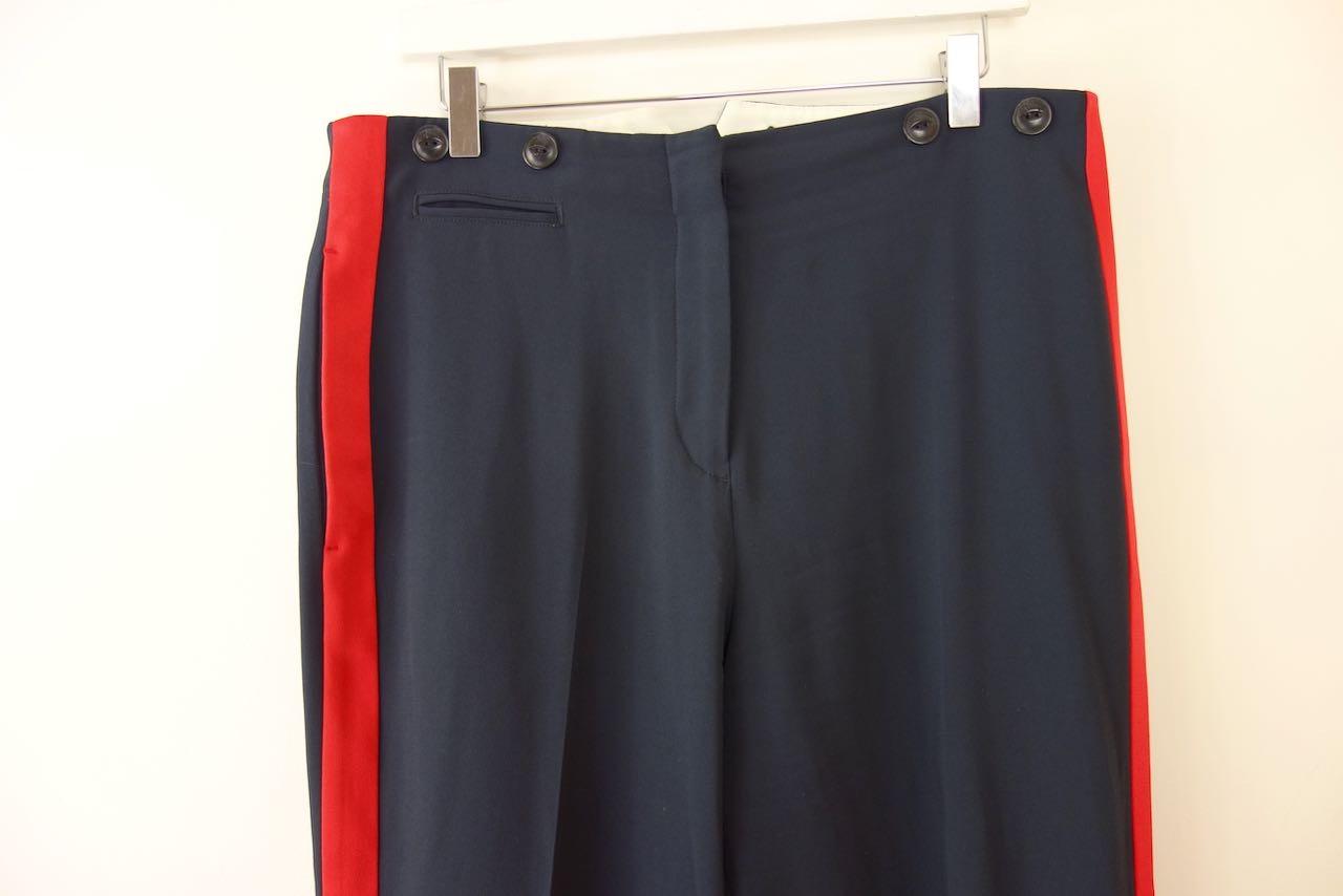 Navy Tailored Trousers with Red Side Stripe