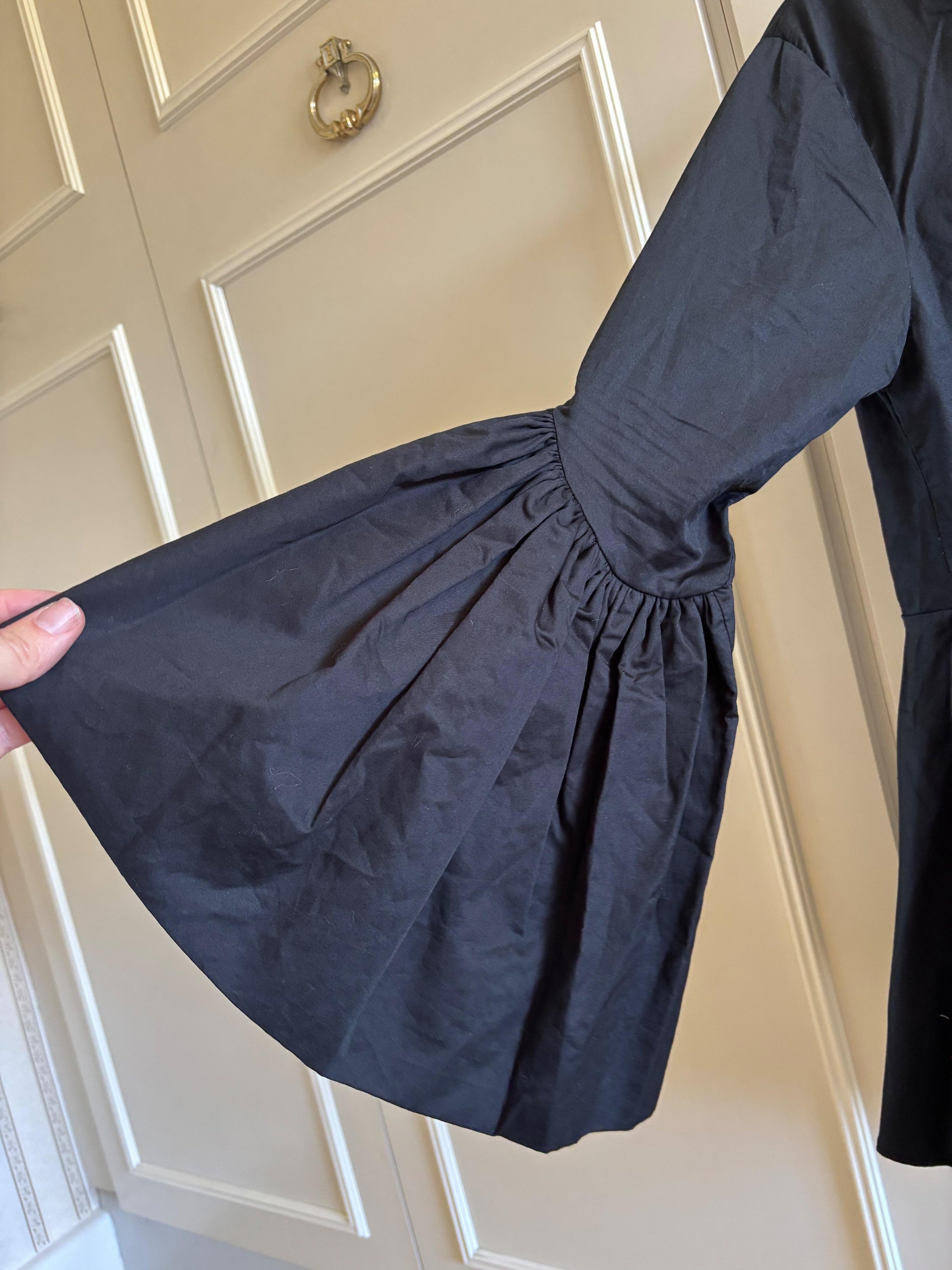 Black Cotton Peplum Top