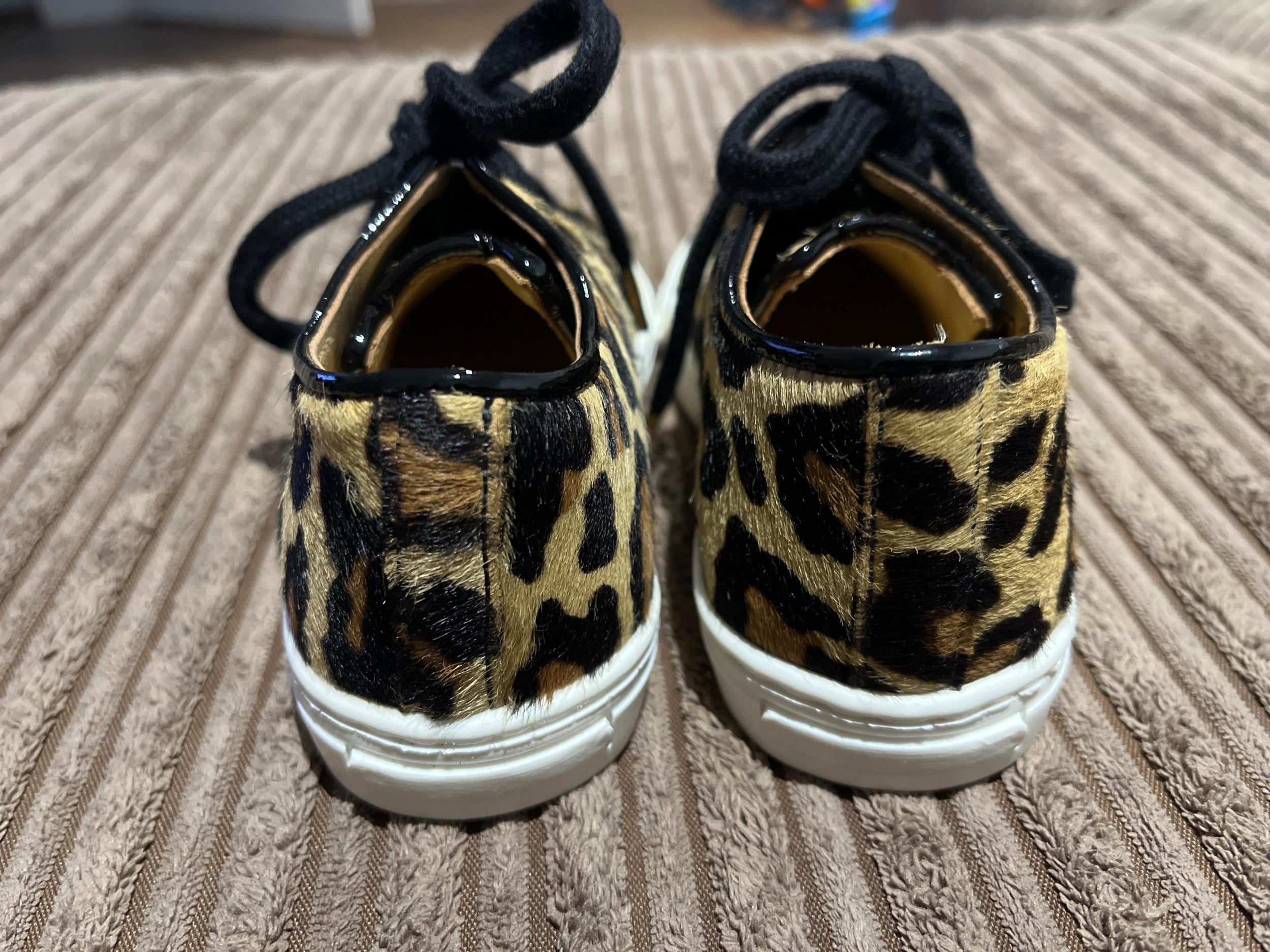 Leopard print calf hair trainers