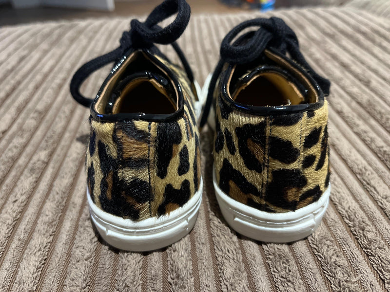 Leopard print calf hair trainers