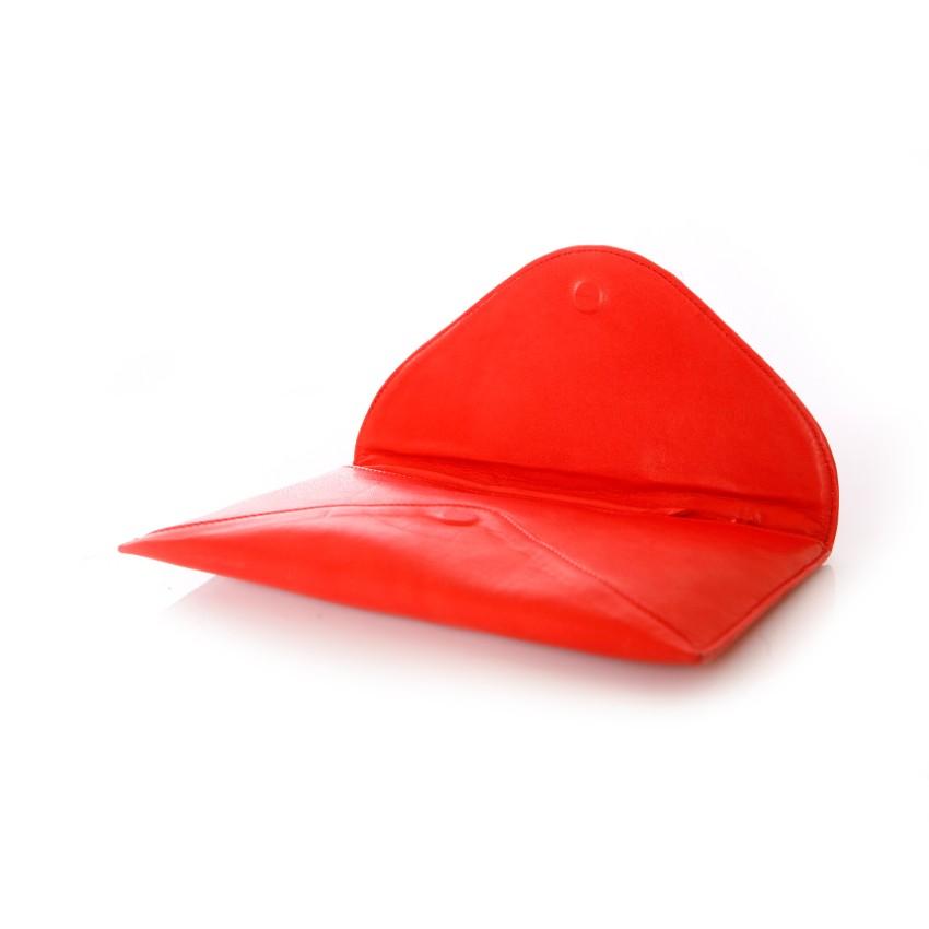 Maison Du Posh Red Leather Swarovski Knuckle Clutch