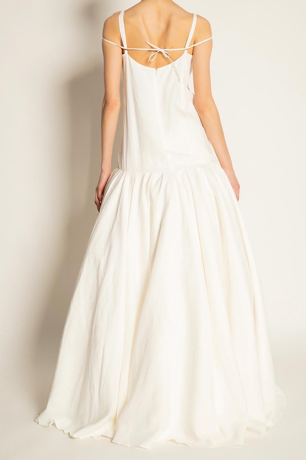 La Robe Amour Tie Detail Linen Jacquard Gown
