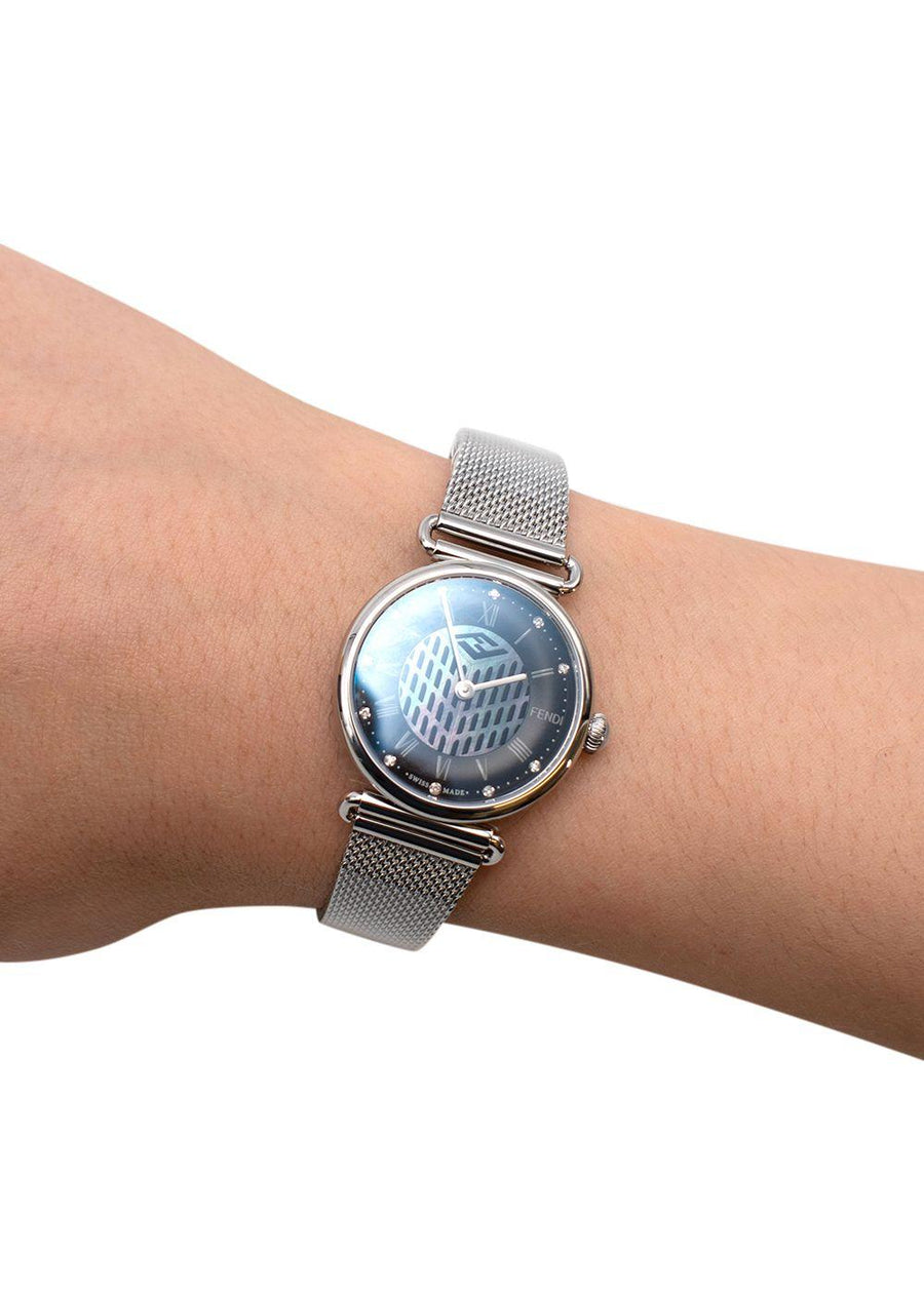 Fendi Palazzo Diamond Marker Mesh Strap Watch
