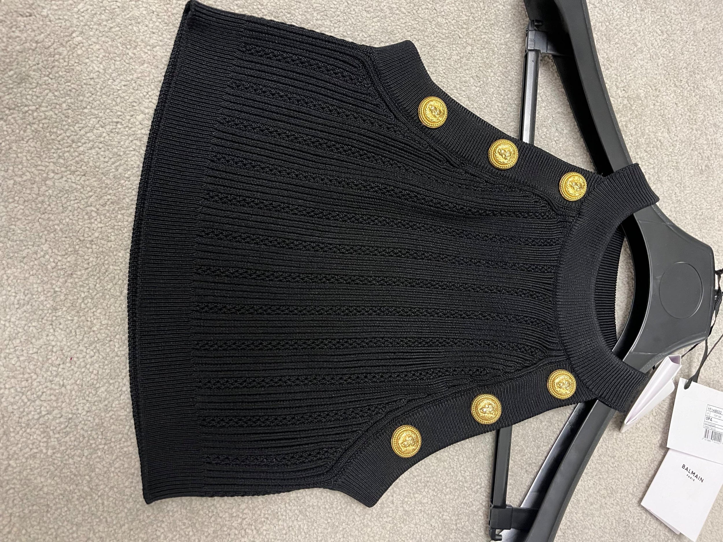 Balmain Black Knitted Crop Top