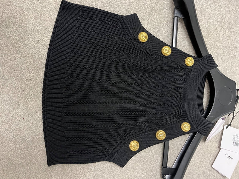 Balmain Black Knitted Crop Top