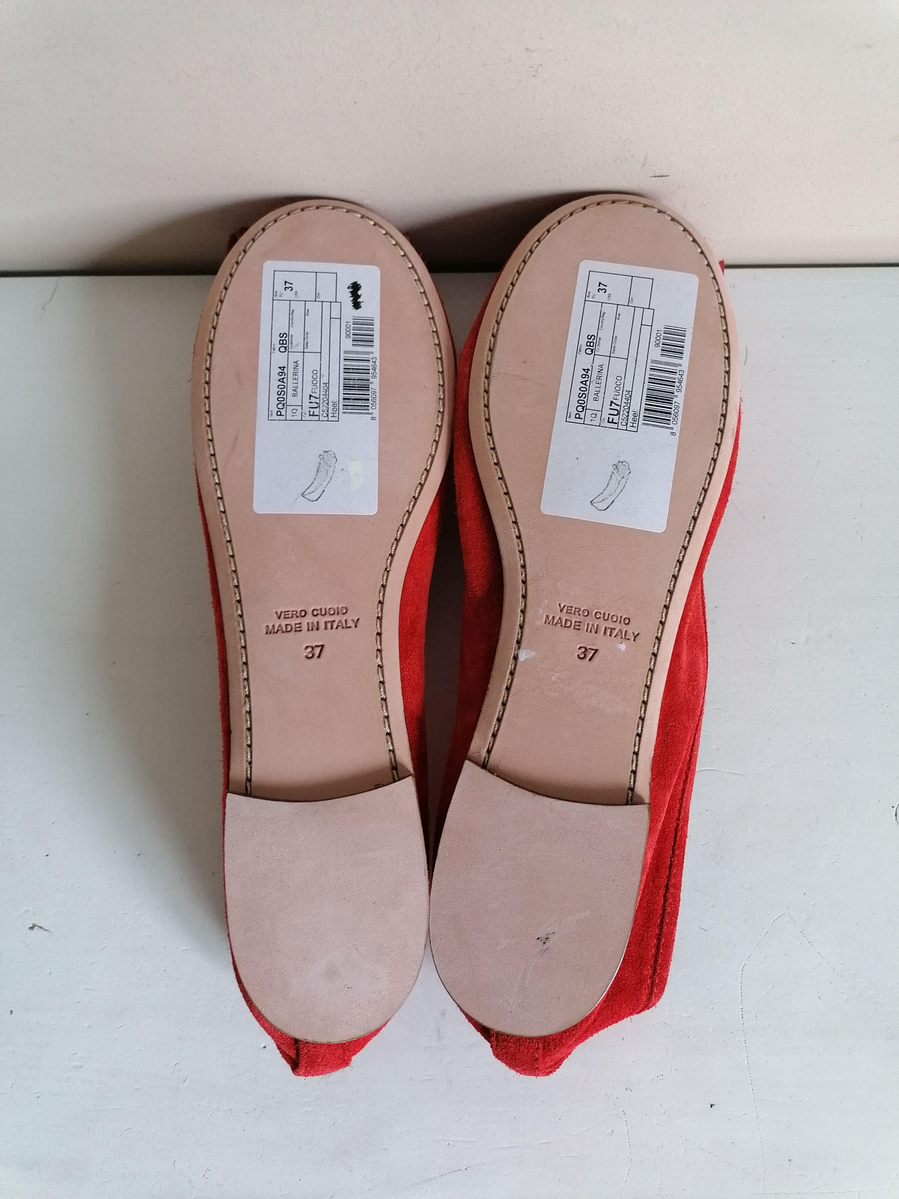 REDValentino Red Suede Fringed Ballerinas