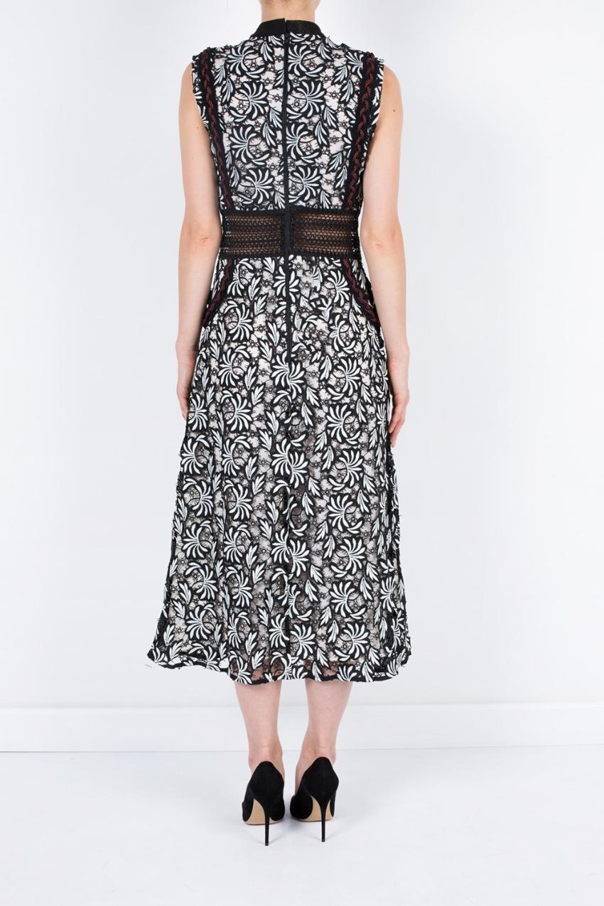 Self Portrait Black & White Floral Embroidered Dress
