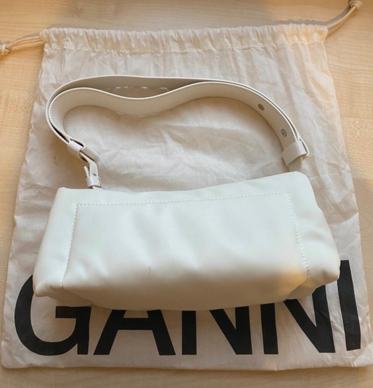 Ganni White Pillow Baguette Bag