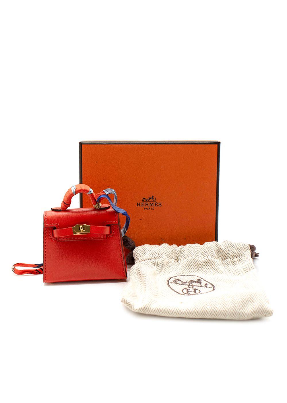 Hermes Sanguine Tadelakt Micro Mini Twilly Kelly Bag Charm