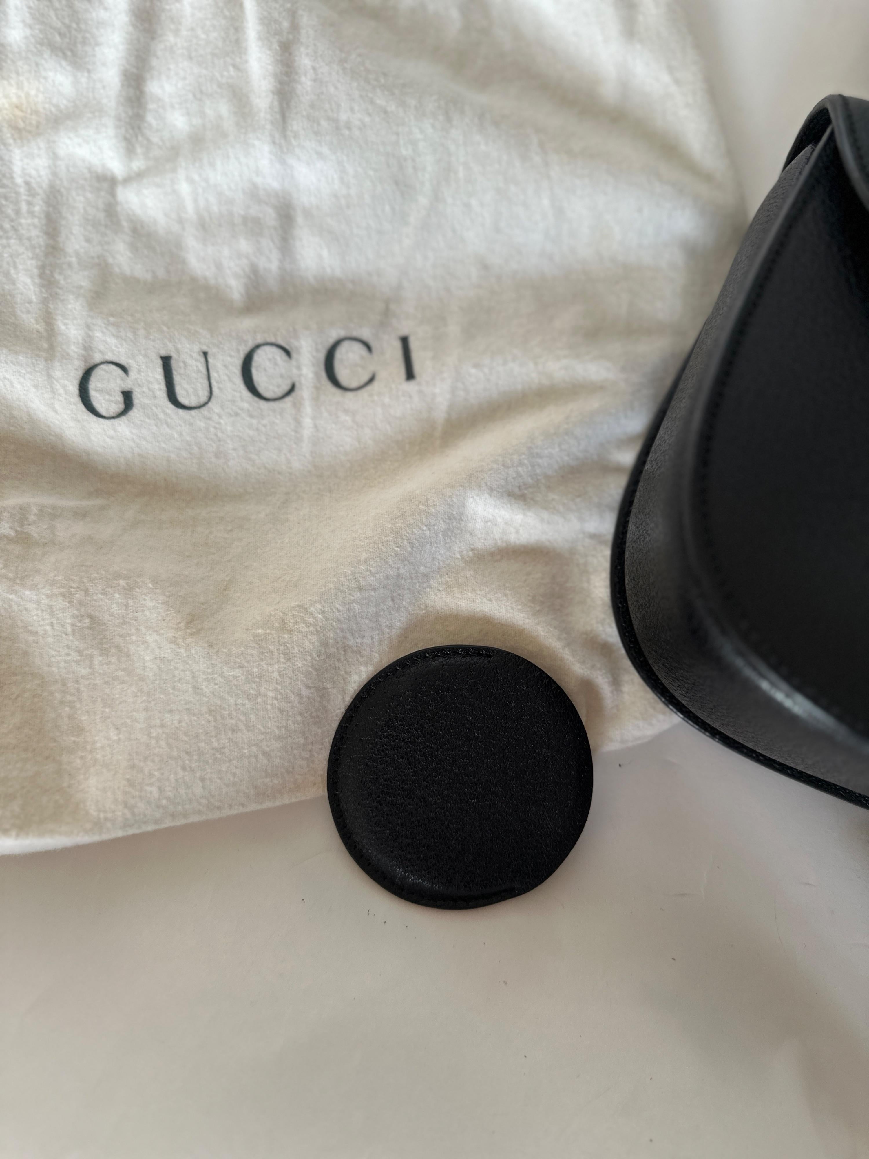 Gucci Vintage Black Leather Bamboo Bag