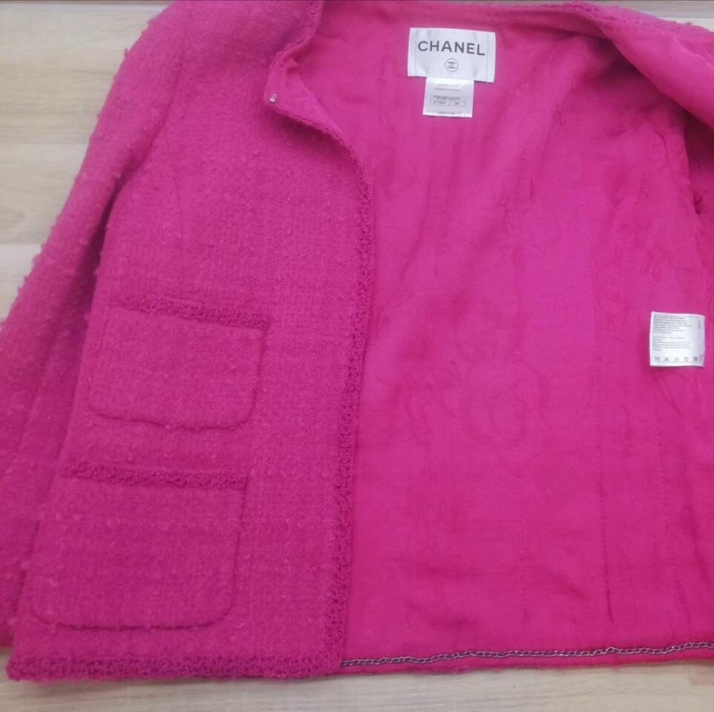 Chanel Pink Multi-Pocket Boucle Tweed Jacket