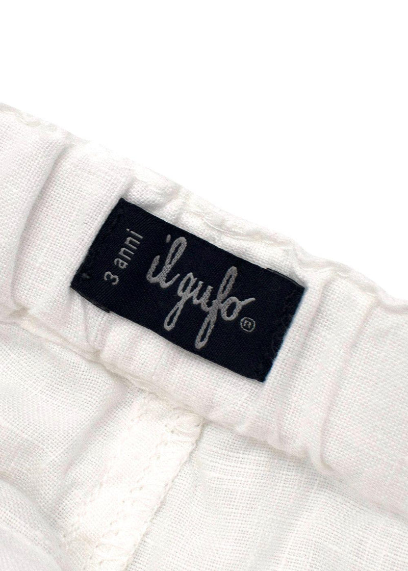 Kids white cotton draw string trousers