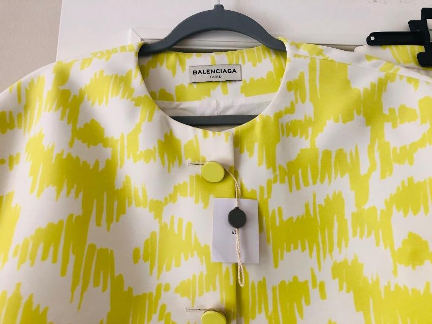 Balenciaga Yellow and White Skirt and Jacket Set