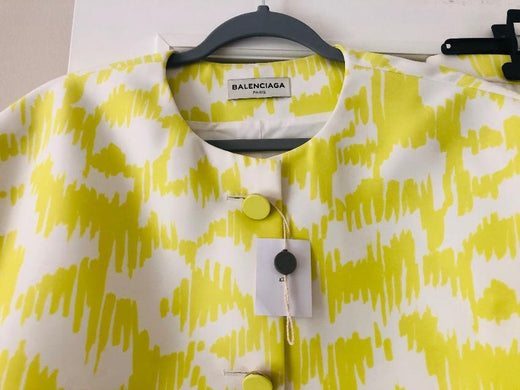Balenciaga Yellow and White Skirt and Jacket Set