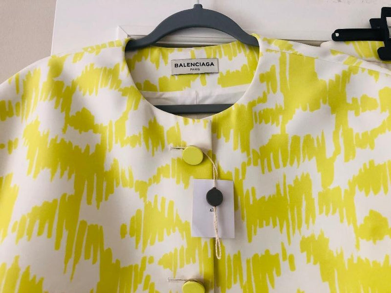 Balenciaga Yellow and White Skirt and Jacket Set