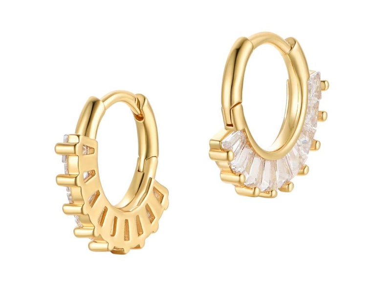 Meme London Gold Tone Crystal Hoop Earrings
