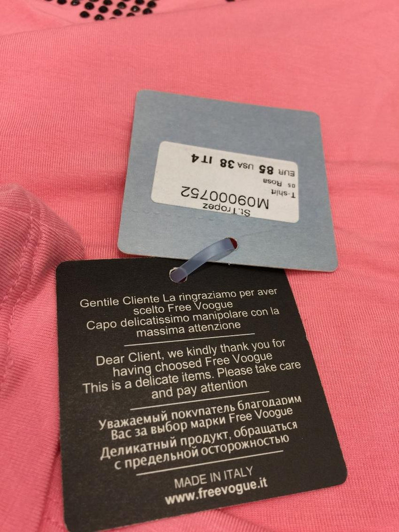 Free Voogue Italy Rose Pink Bow T Shirt