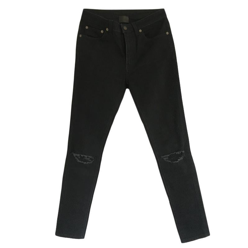 Saint Laurent D05 Black Distressed Skinny Jeans