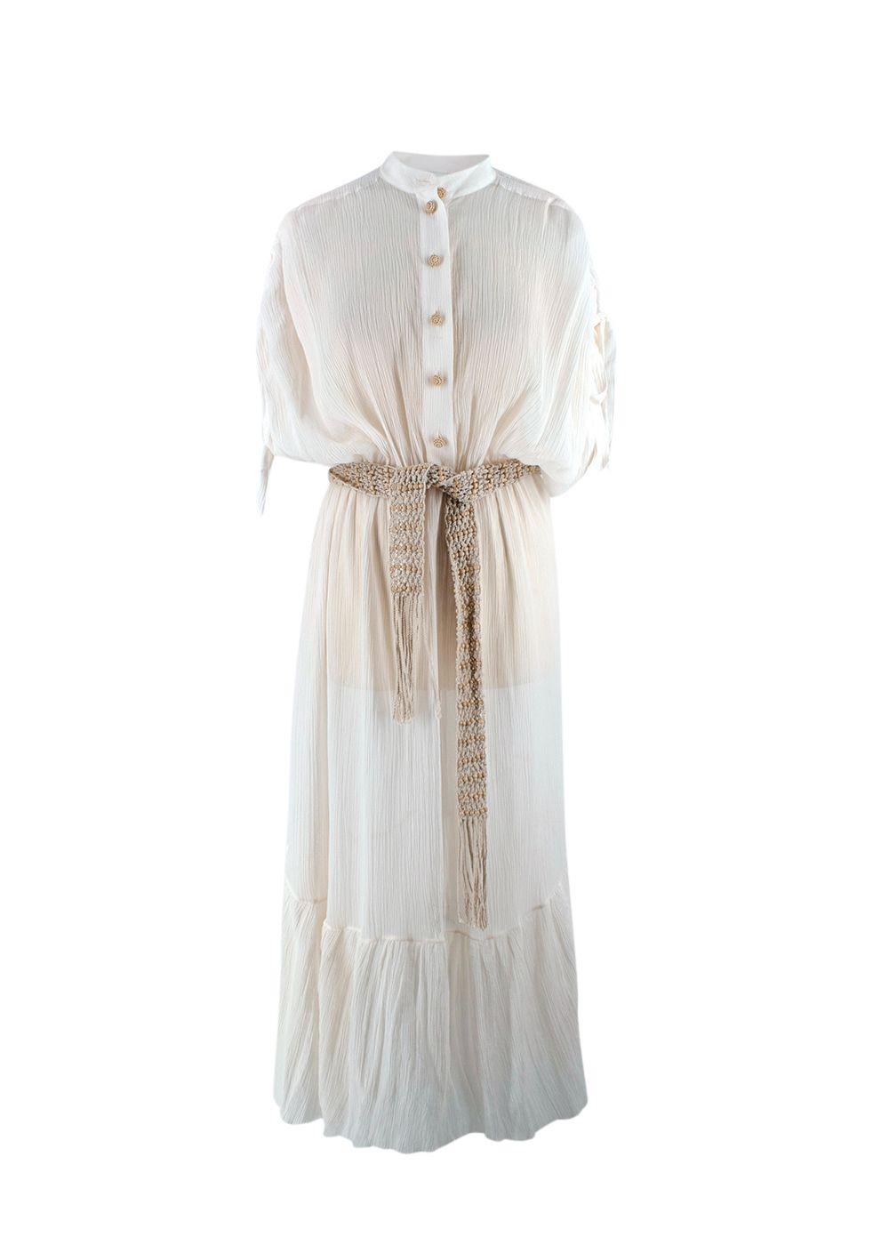 Zimmerman White Sheer Freja Midi Shirt Dress