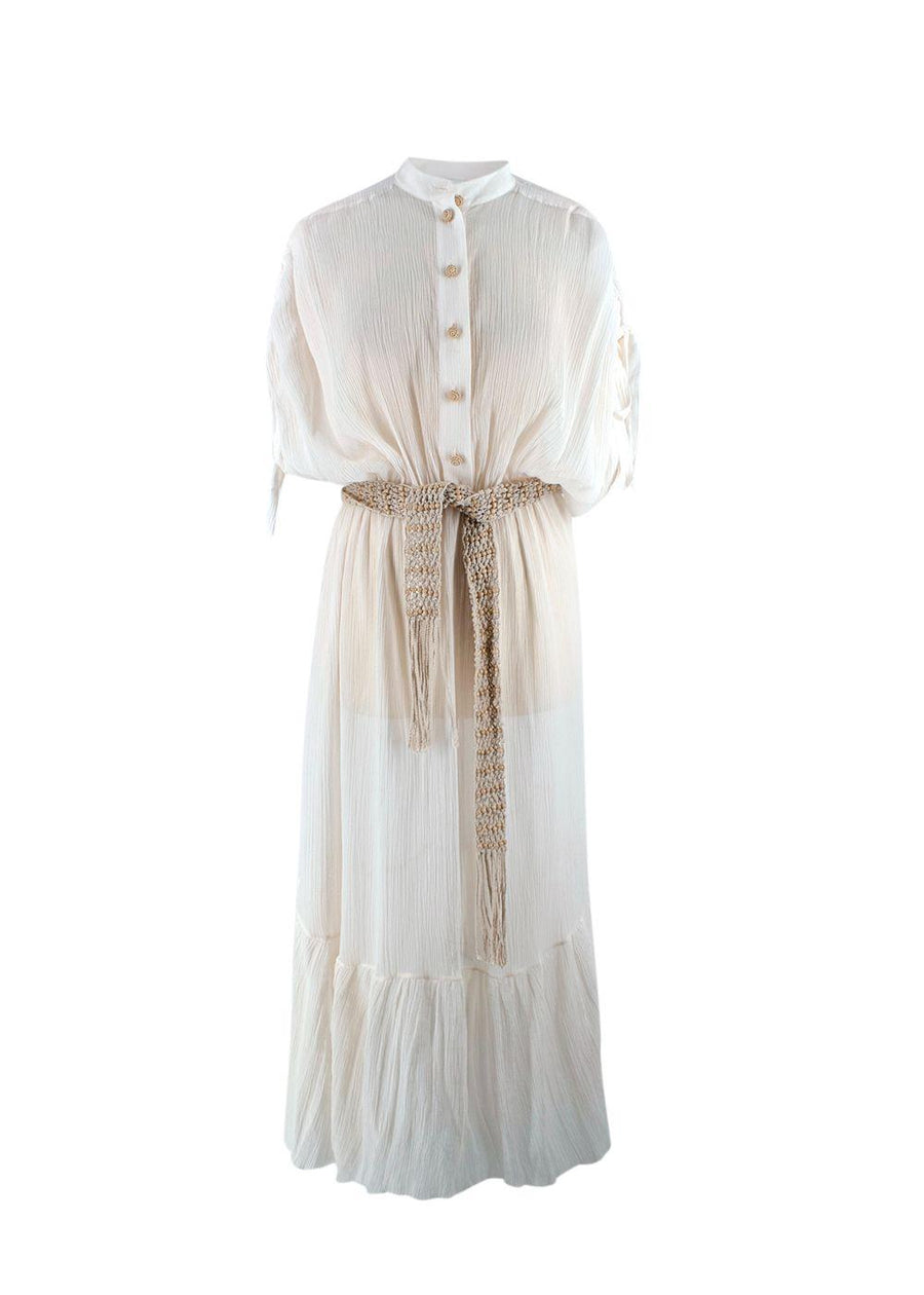Zimmerman White Sheer Freja Midi Shirt Dress