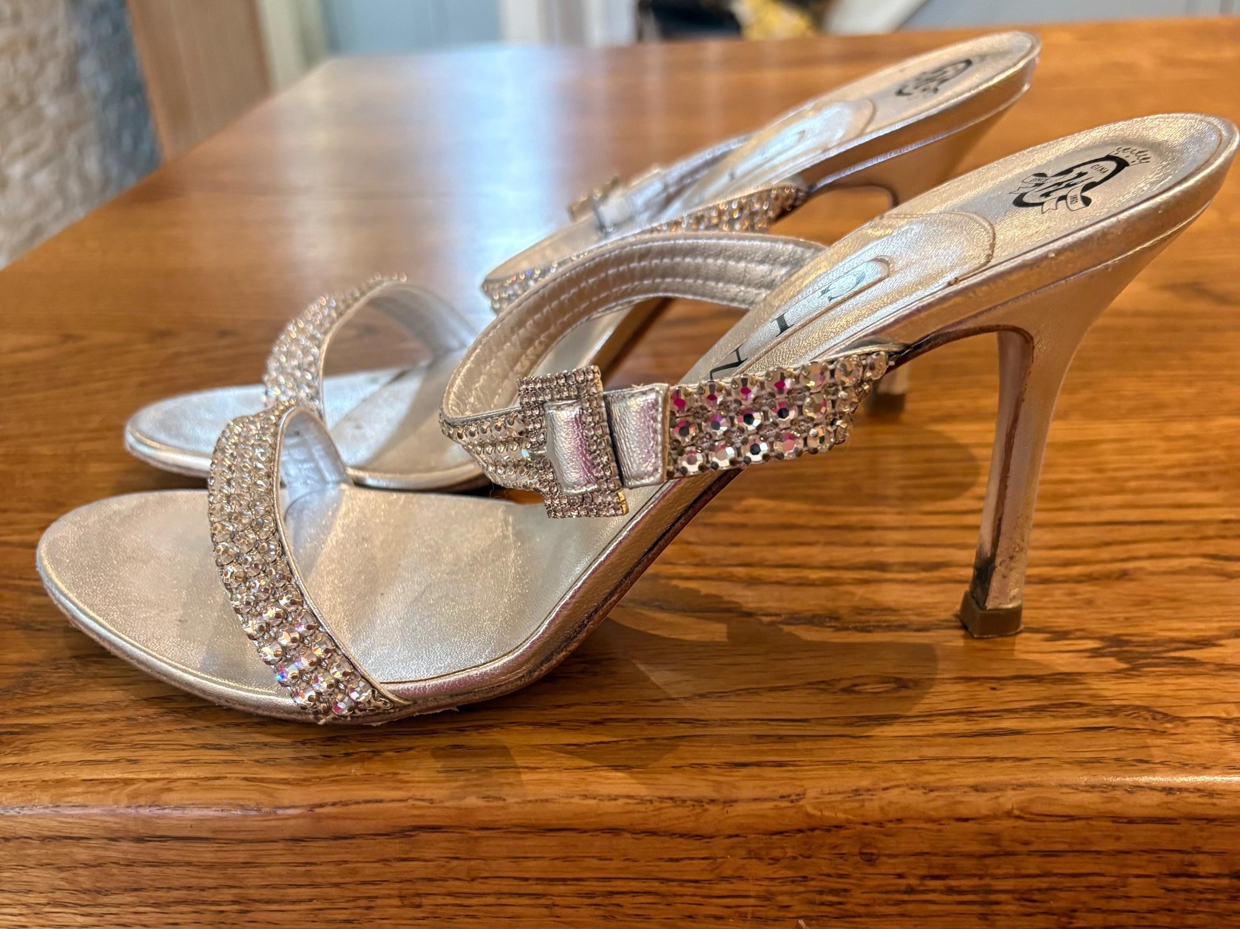 Gina Embellished Silver Sandals