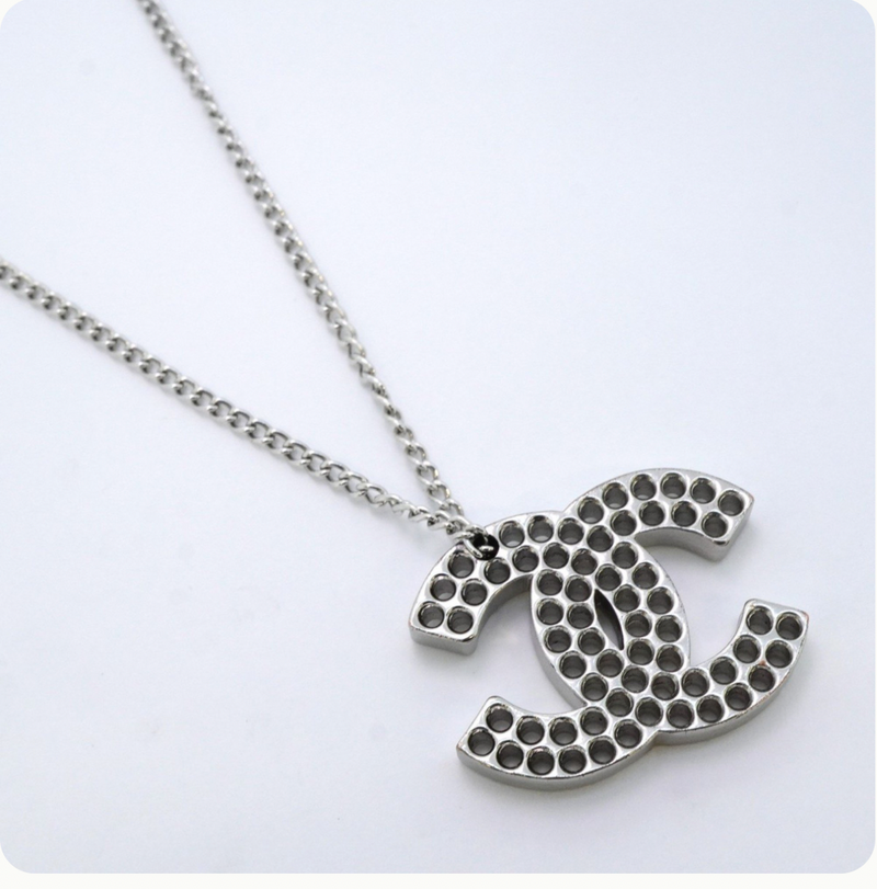 Chanel Coco Mark Silver Necklace