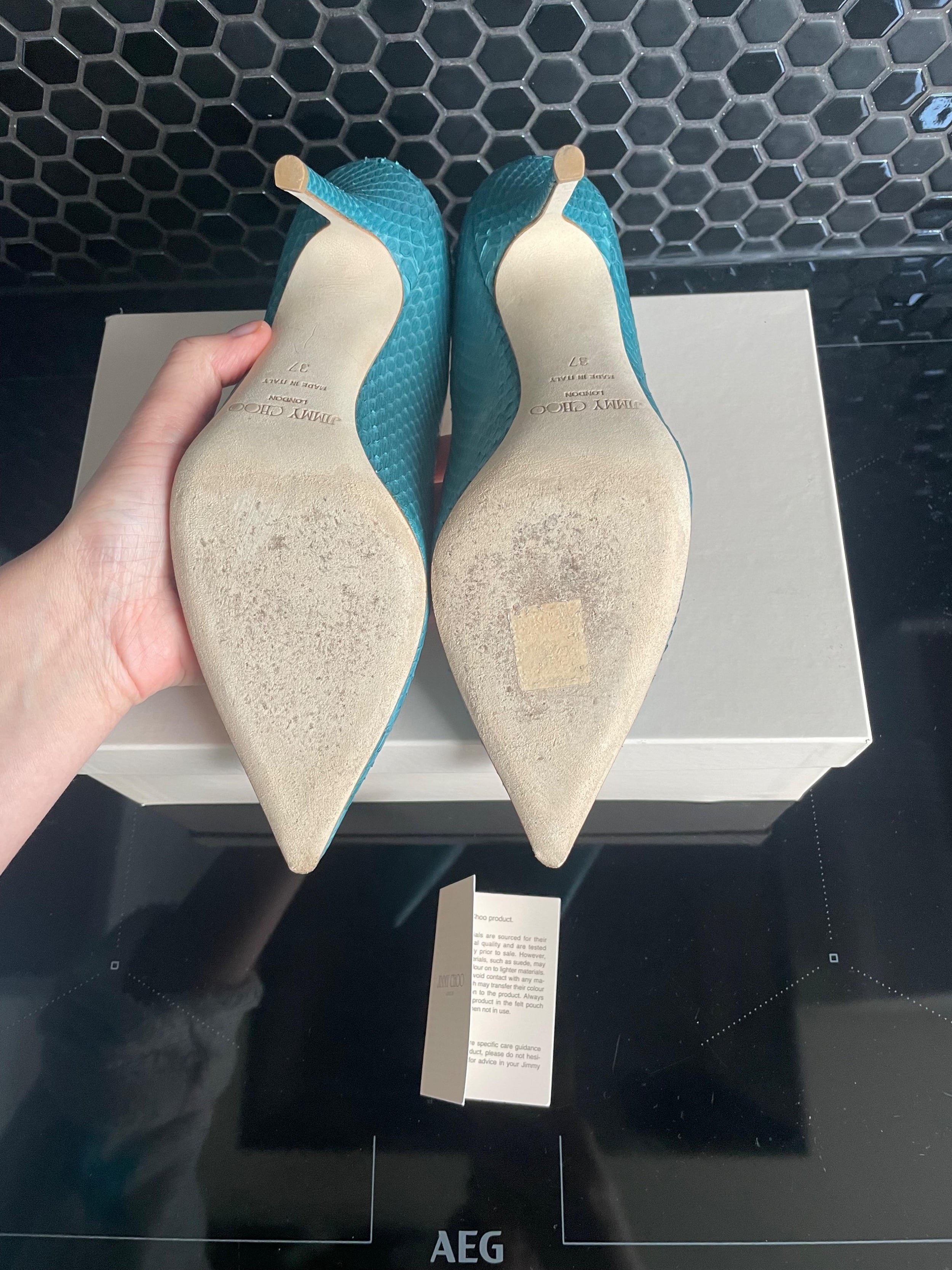Jimmy Choo Blue Elaphe Matt Pumps