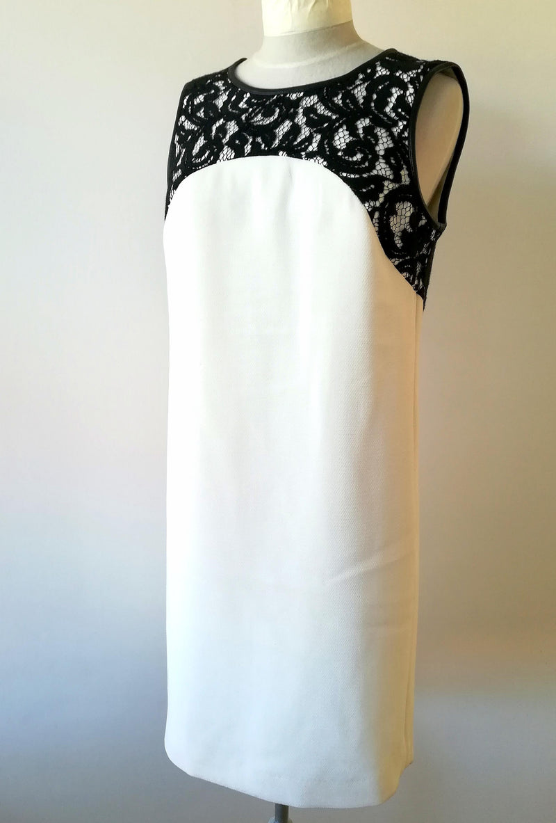 Michael Kors lamb leather trimmed lace dress