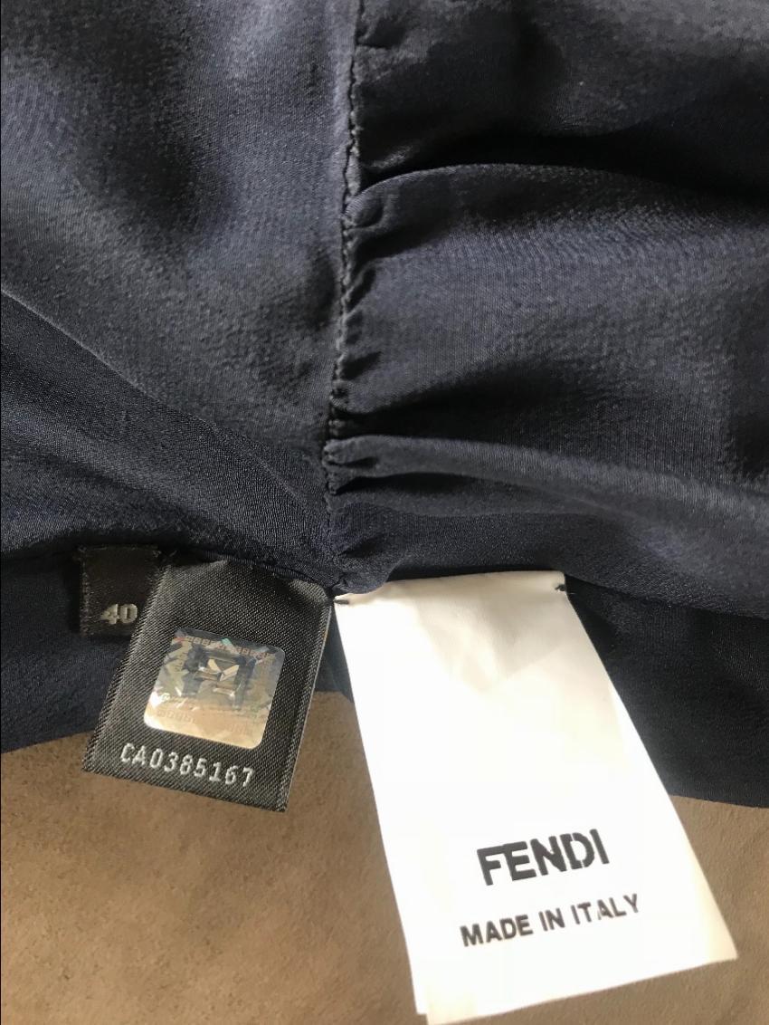 Fendi leather ruffle front dress