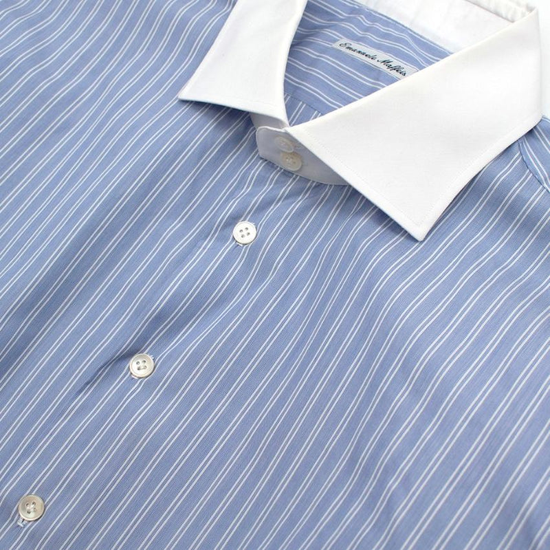 Emanuele Maffeis Blue Cotton Long Sleeve Tailored Shirt