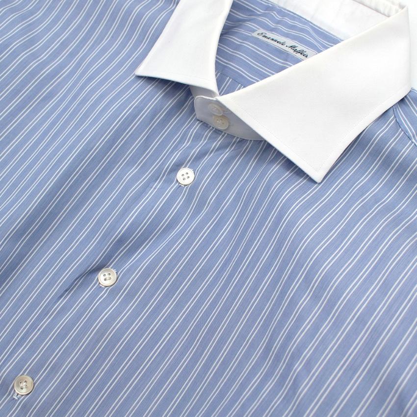 Emanuele Maffeis Blue Cotton Long Sleeve Tailored Shirt