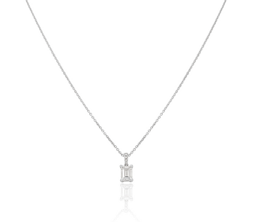 White Gold Emerald Cut Diamond Necklace