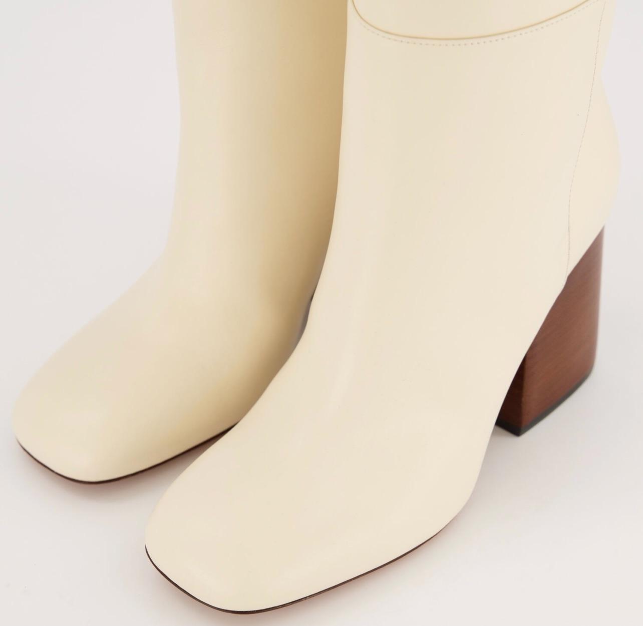 Ivory Leather OTK Boots