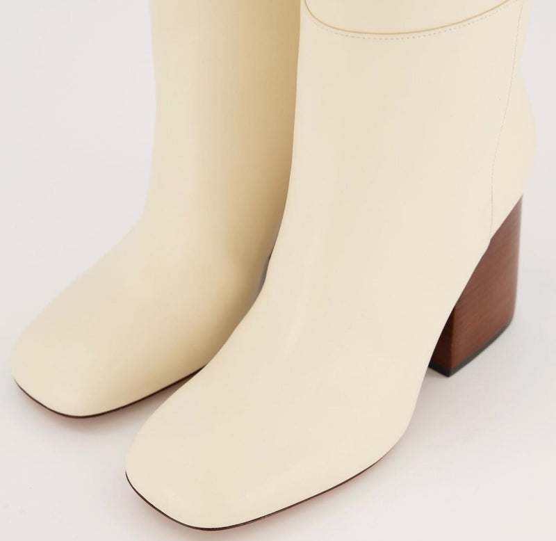 Ivory Leather OTK Boots