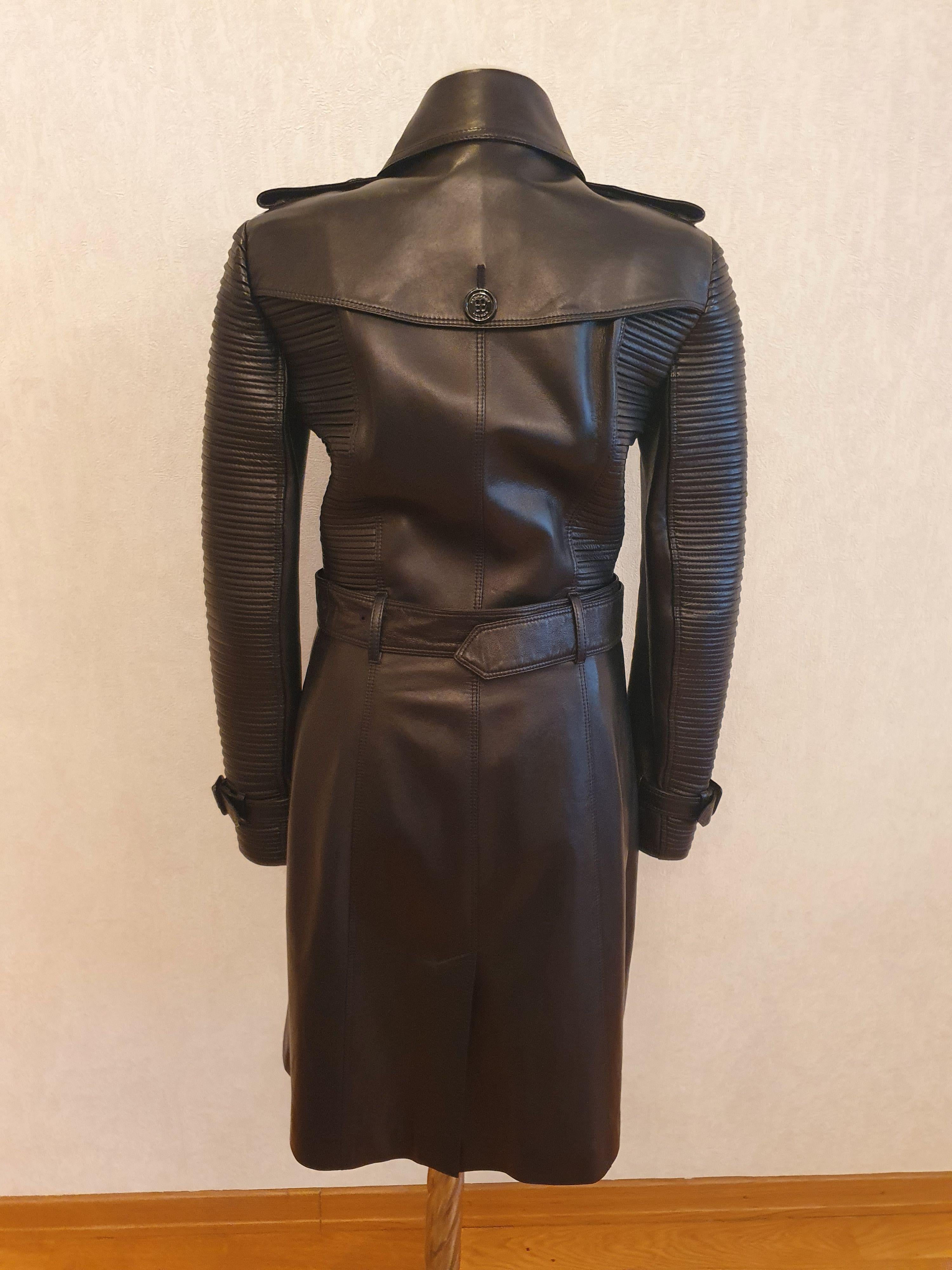 Long Lambskin Biker Trench Coat