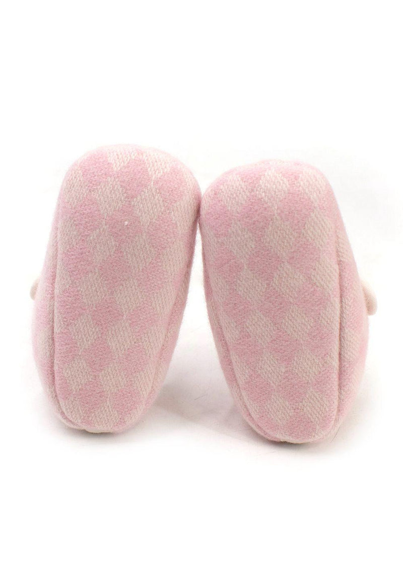 Hermes Pink Chequered Baby Booties