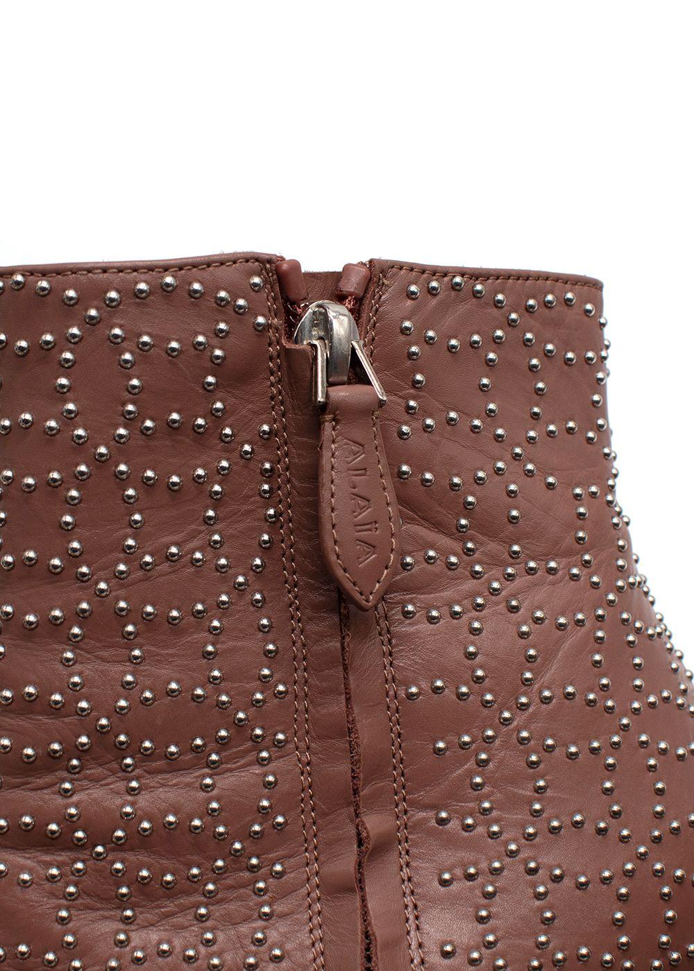 Alaia Nude Studded Stiletto Ankle Boots