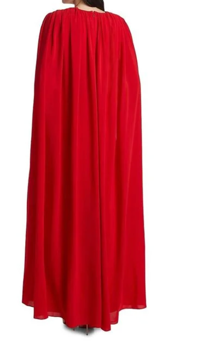 Alice + Olivia Women's Red Zenaida Maxi Cape Dress
