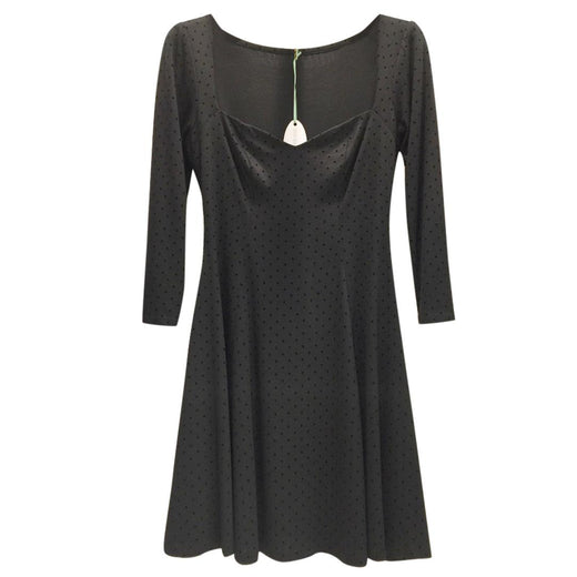French Couture Jersey & Velvet Dot Sweetheart Dress