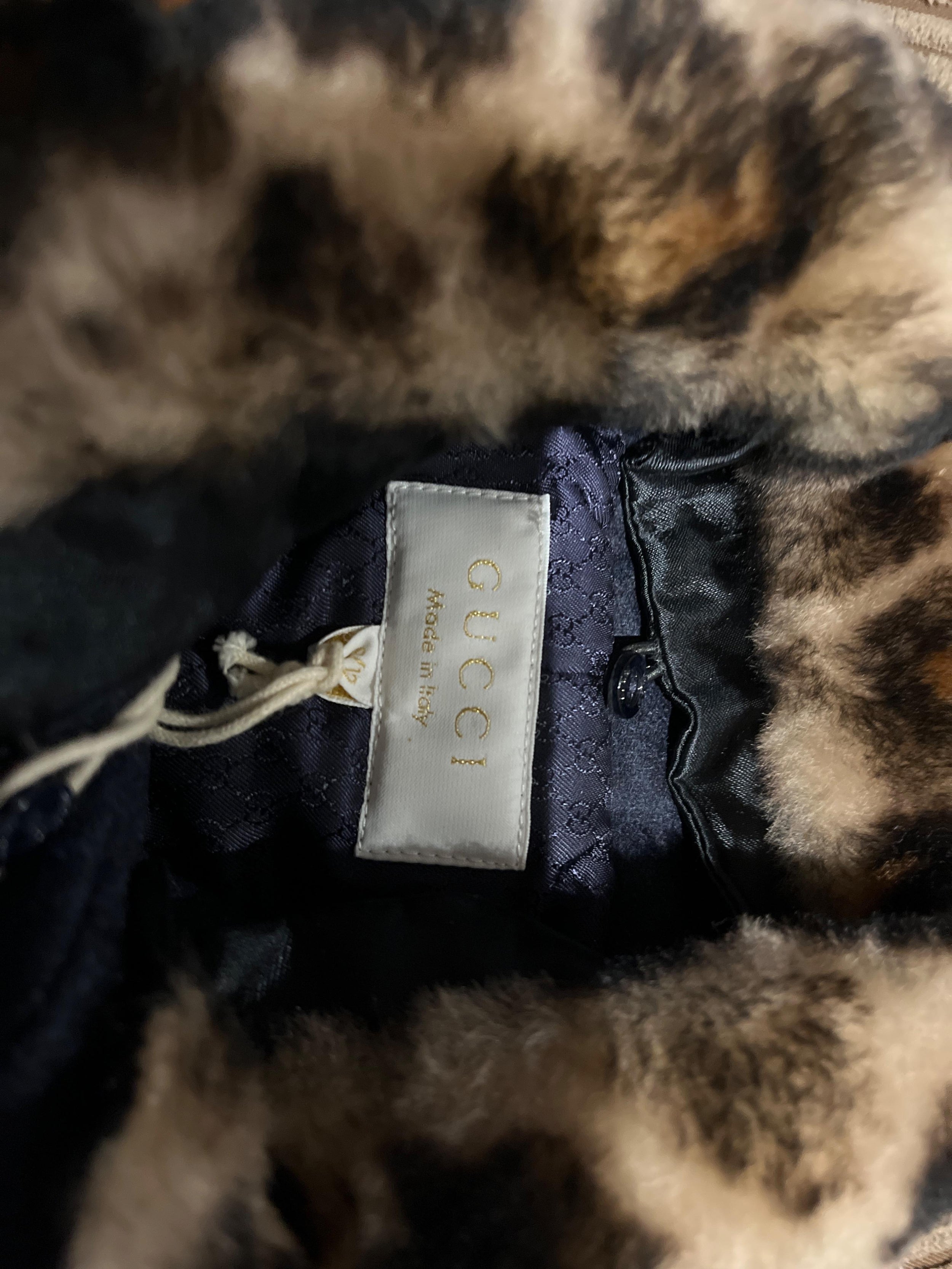 Navy wool faux leopard collar coat