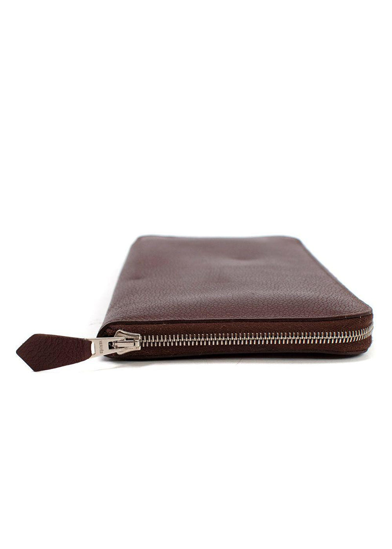 Hermes Chocolate Brown Leather Azap Long Wallet