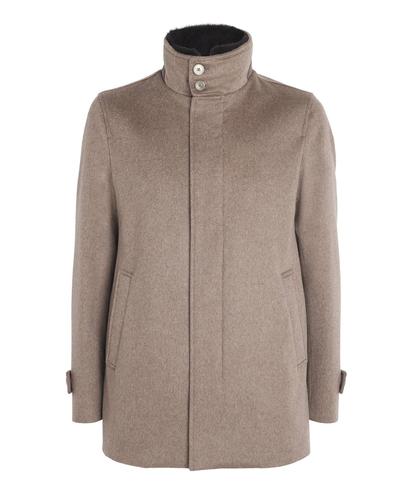 Herno Cashmere Shearling-Trim Car Coat